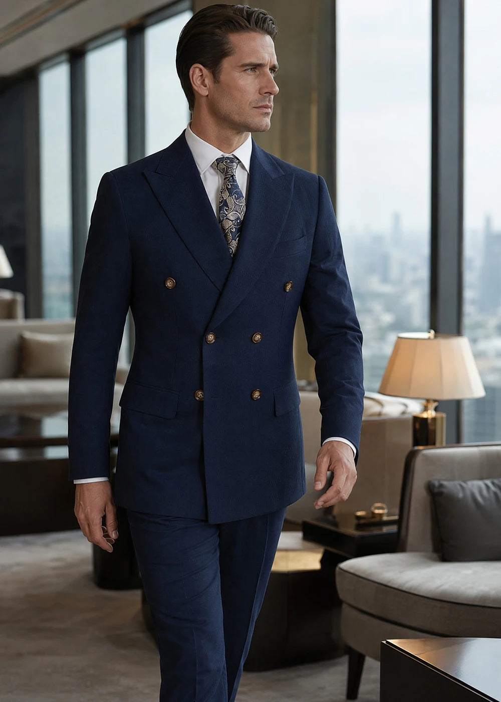 ST Cassy Navy Blue High Quality Luxury Men's Suit 2 Piece Set Elegant Wedding Groom Suit for Men Stylish Business Office Suit