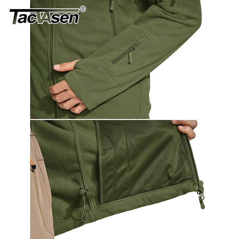 Chaqueta térmica de invierno con capucha TACVASEN para hombre, con bolsillos con cremallera, ideal para camping, trabajo, otoño, senderismo y actividades al aire libre.