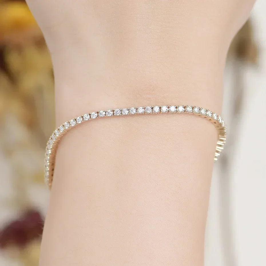 Pulsera de moissanita Kuololit para mujer, de oro amarillo sólido de 14K o 10K, pulsera de tenis de moissanita con certificación GRA, regalo de compromiso o Navidad