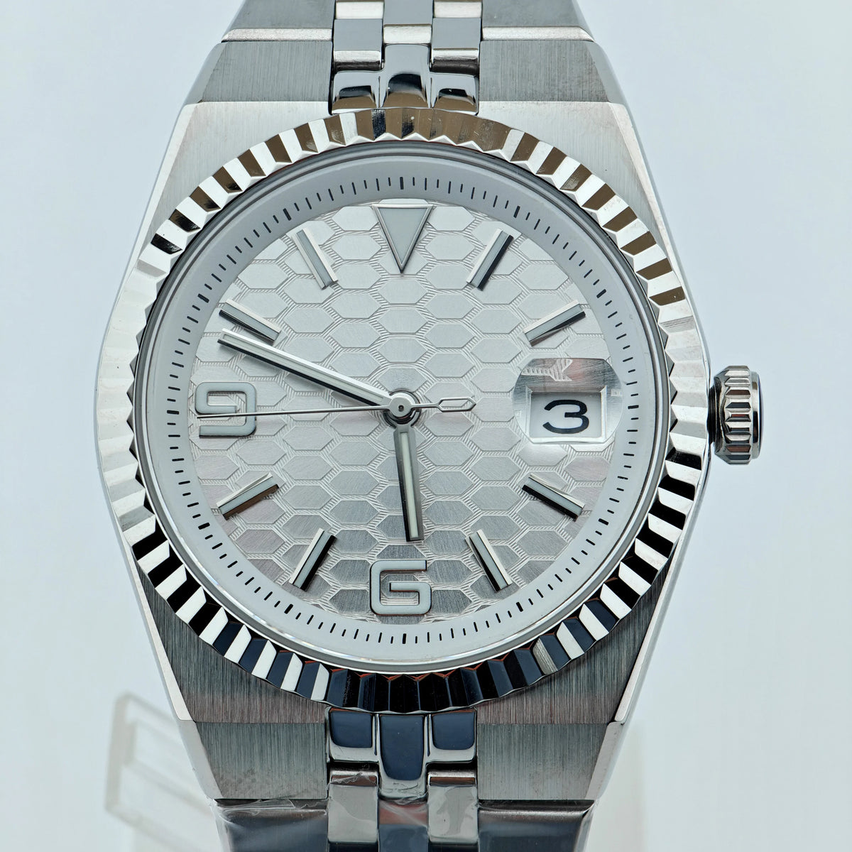 CORGEUT NH35A 8215 Automatic Watch Men Ice Blue Honeycomb Dial Sapphire Glass 100M Waterproof Luminous 316L Steel Wristwatch