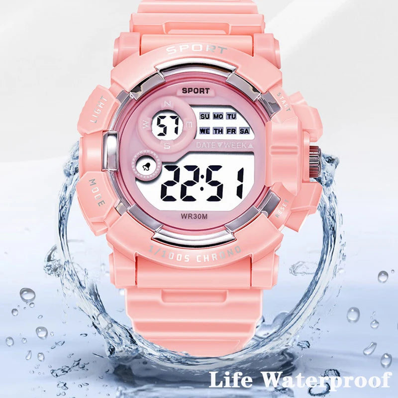 Relojes infantiles YIKAZE de moda, luminosos, resistentes al agua, con despertador, reloj electrónico inteligente para estudiantes, regalo para niños y niñas