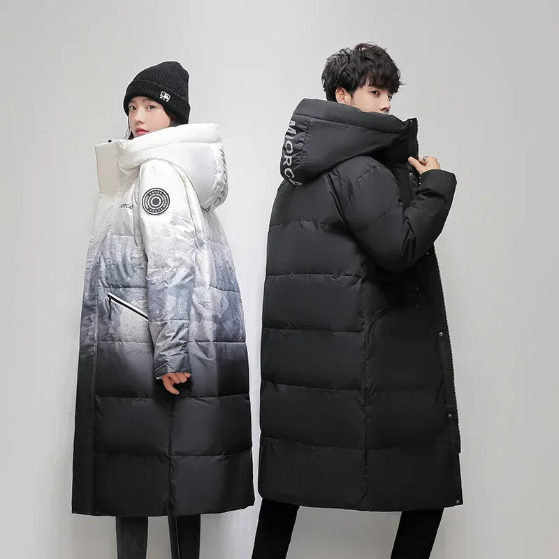 Men's Thick Hooded Down Jacket Cotton Polyester Winter Parka