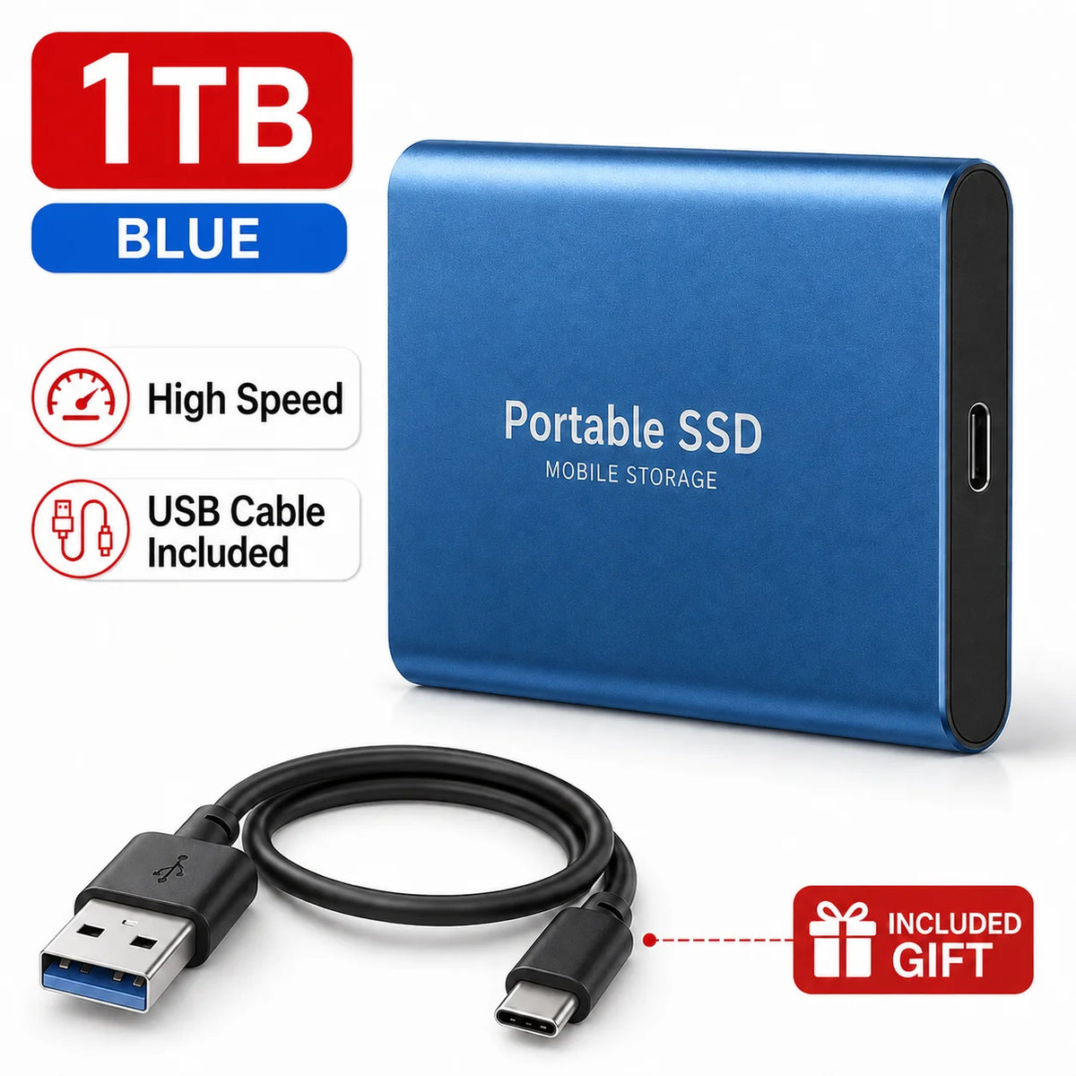 SSD externo portátil Somdisk USB 3.0 de 1TB 2TB 4TB con almacenamiento tipo C