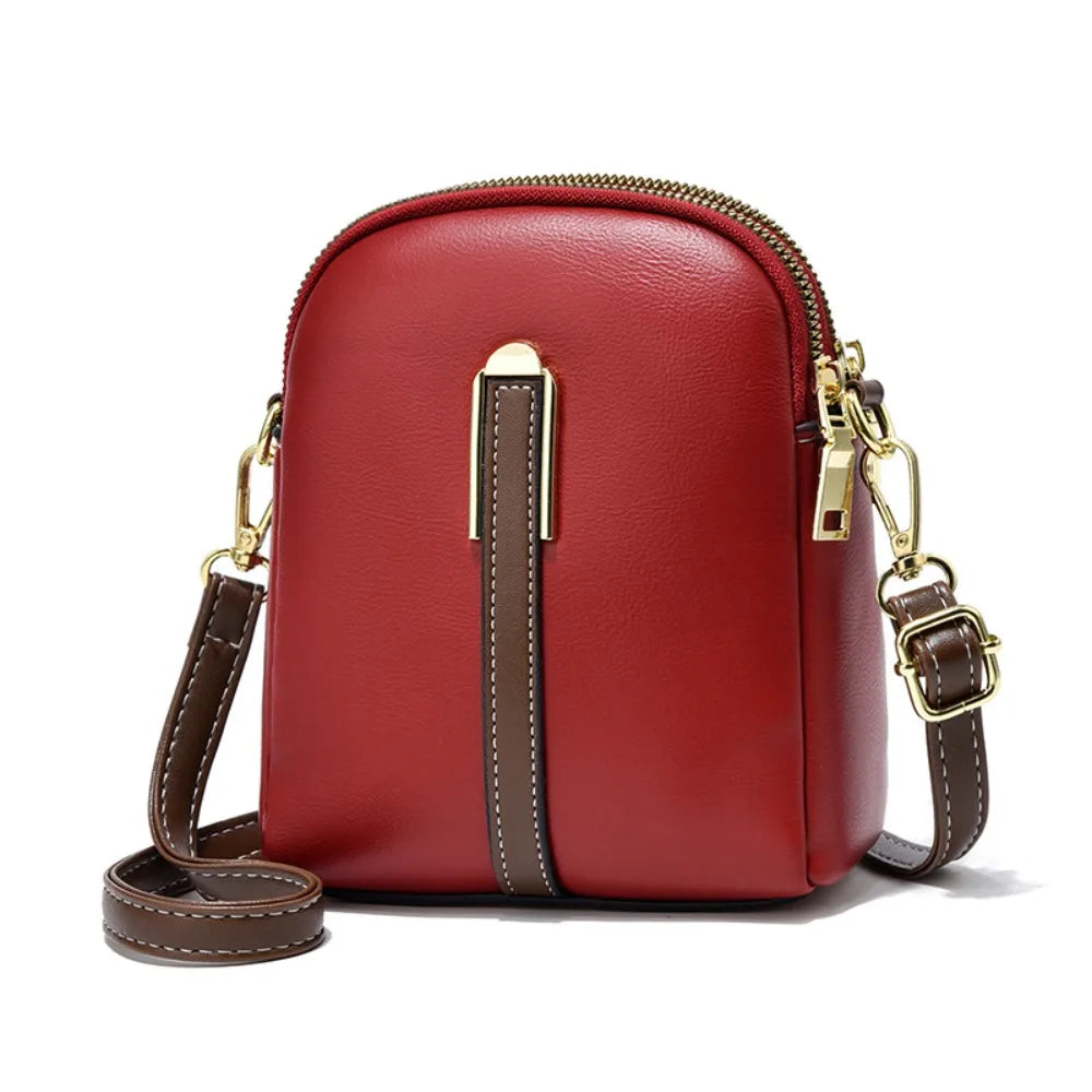 Retro Mini Women's PU Leather Crossbody Shoulder Bag with Zipper