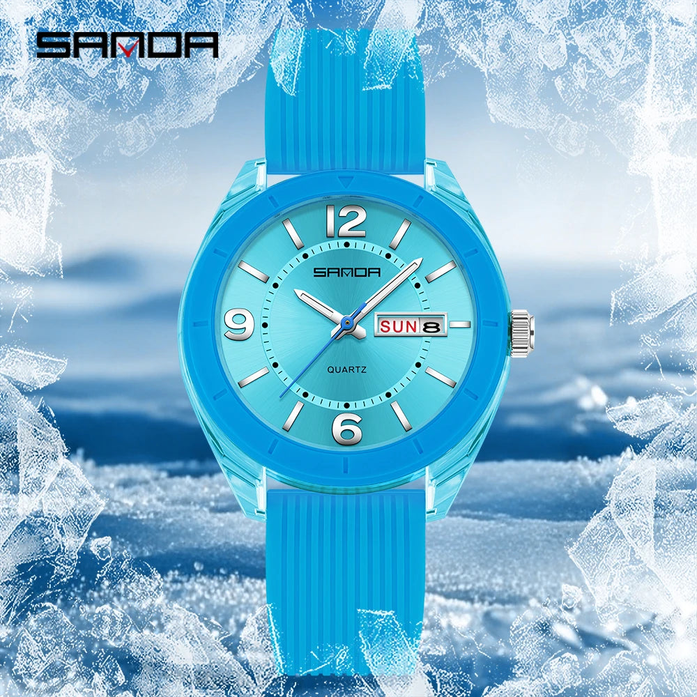 Reloj deportivo de cuarzo SANDA 6287 con luz nocturna y resistente al agua
