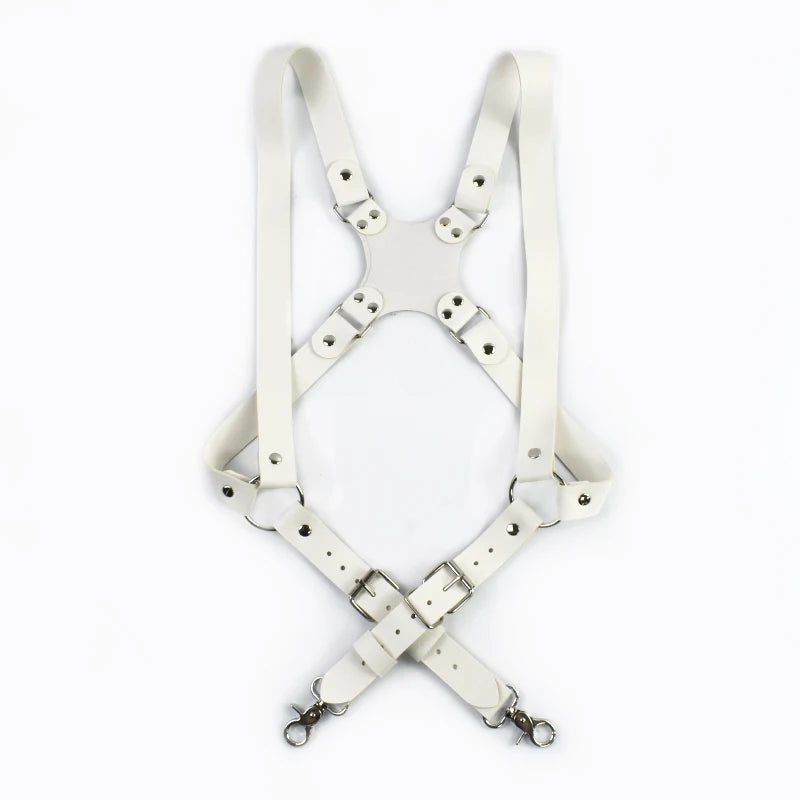 Deepeel 2.5cm Wide Faux Leather Men's Suspenders 2 Clip Hooks Adjust Strap Harness Man Braces Adult Costume Suspender Jockstrap