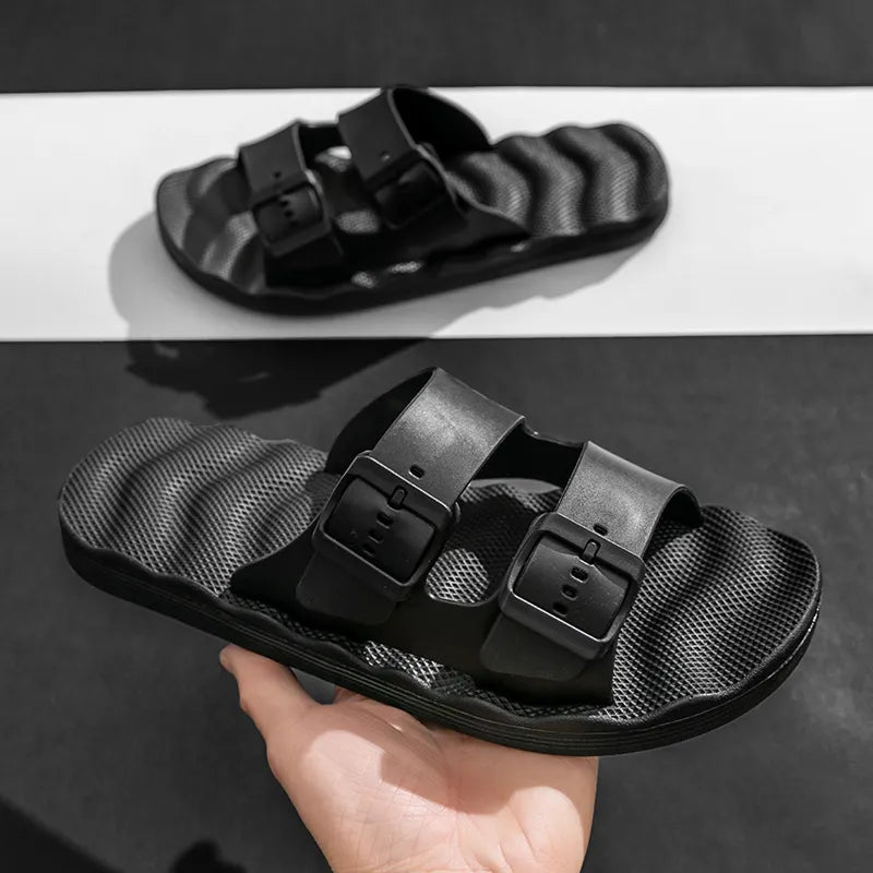 Men Slippers New Casual Stripes Sandals Summer Fashion Men Classic Flip Flops Hot Soft Beach Shoes Male Outddor Shoes Size 37-49