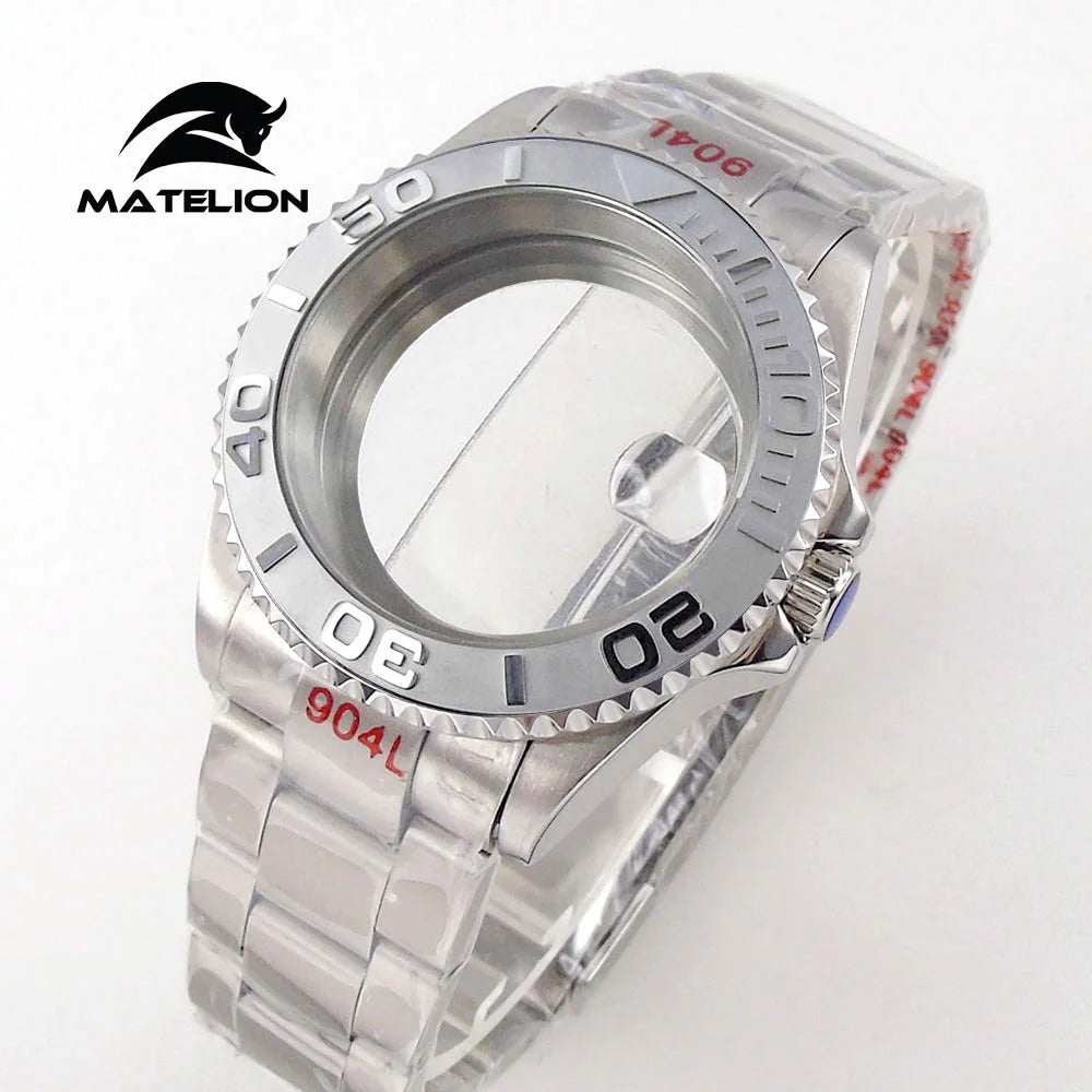 Koperta do zegarka Matelion 20ATM Dive 40mm SUB, pasuje do mechanizmów NH35, NH34 GMT, ETA 2824, PT5000, stalowa bransoleta, szafirowe szkło, 120 kliknięć, przesuwane zapięcie