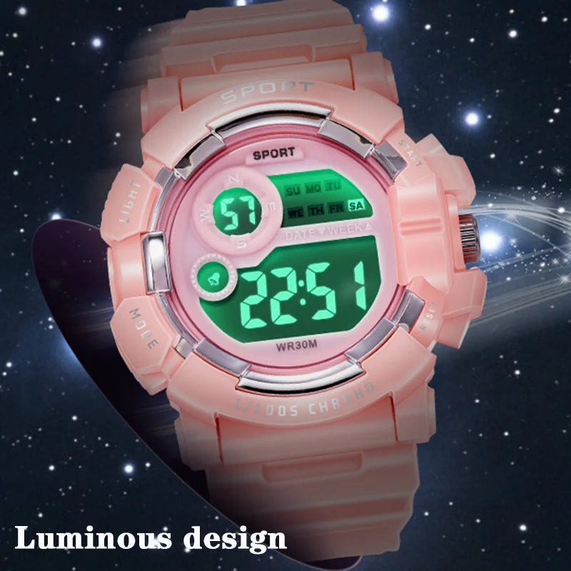 Relojes infantiles YIKAZE de moda, luminosos, resistentes al agua, con despertador, reloj electrónico inteligente para estudiantes, regalo para niños y niñas