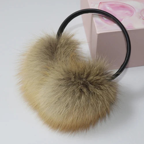 Real Fox Raccoon Fur Hang Ear Cover Warm Winter Earmuffs Headwear Ear Muffs Earmuffs Cold Ear Warmer Ear Protection Headband