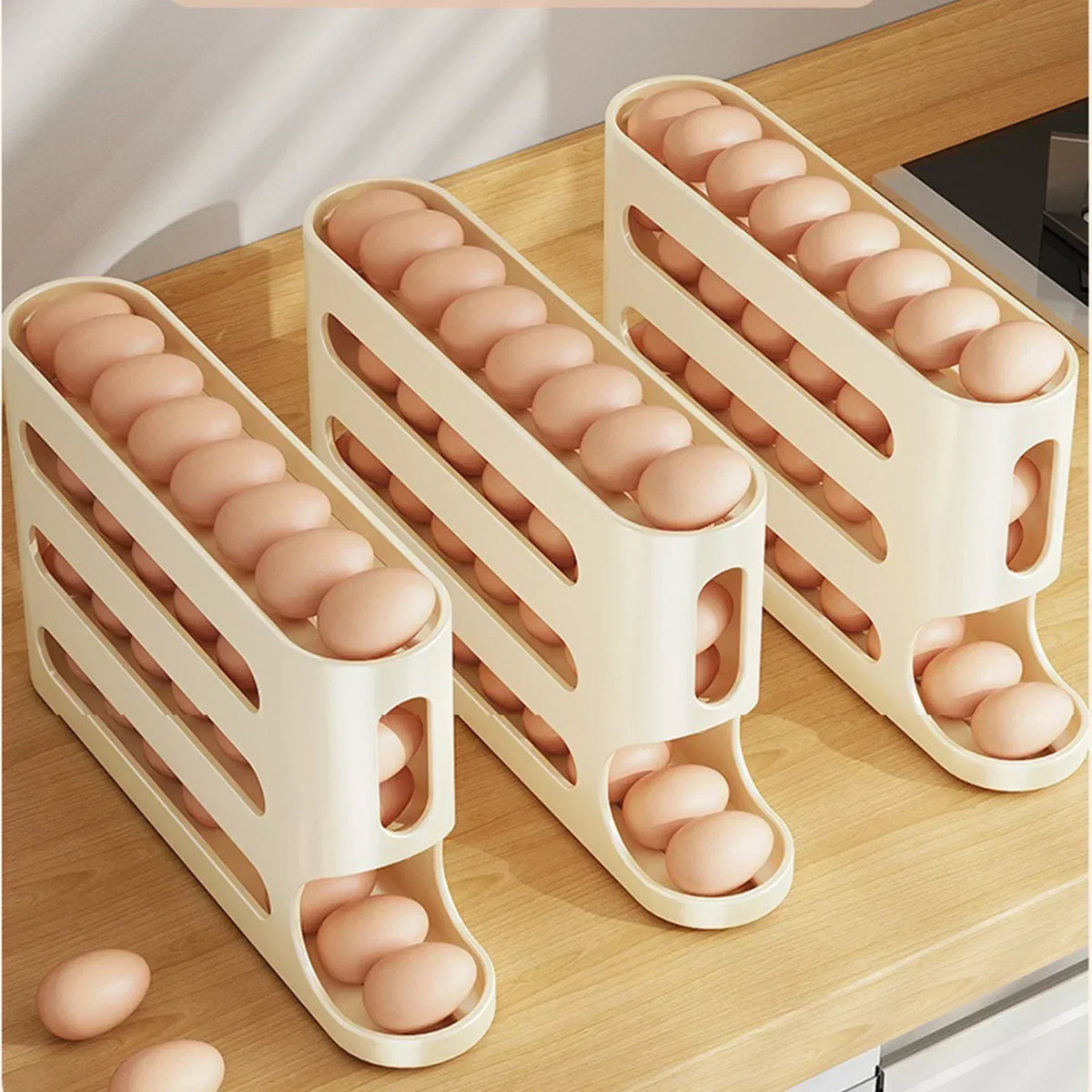 2-4-Layer Slide Egg Storage Box Ladder Style Egg Box Storage Refrigerator Side Door Large Capacity Automatic Egg Rolling Machine