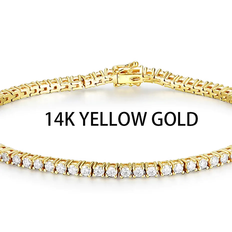 Pulsera de moissanita Kuololit para mujer, de oro amarillo sólido de 14K o 10K, pulsera de tenis de moissanita con certificación GRA, regalo de compromiso o Navidad