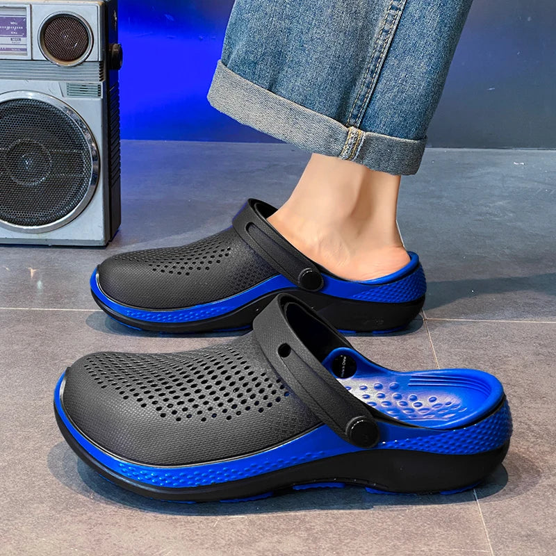 Sandalias de punta abierta antideslizantes para hombre, ideales para verano y uso al aire libre, pantuflas deportivas de playa de talla grande