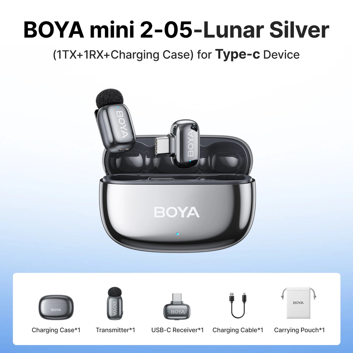 Micrófono de solapa inalámbrico BOYA Mini 2 con reducción de ruido por IA