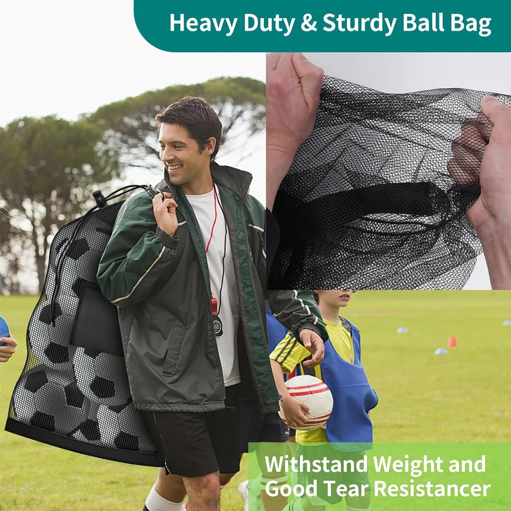Extra Large Sports Ball Bag Mesh Soccer Ball Bag Heavy Duty Drawstring Bags Team Work Holding for Basketball,Volleyball,Baseball