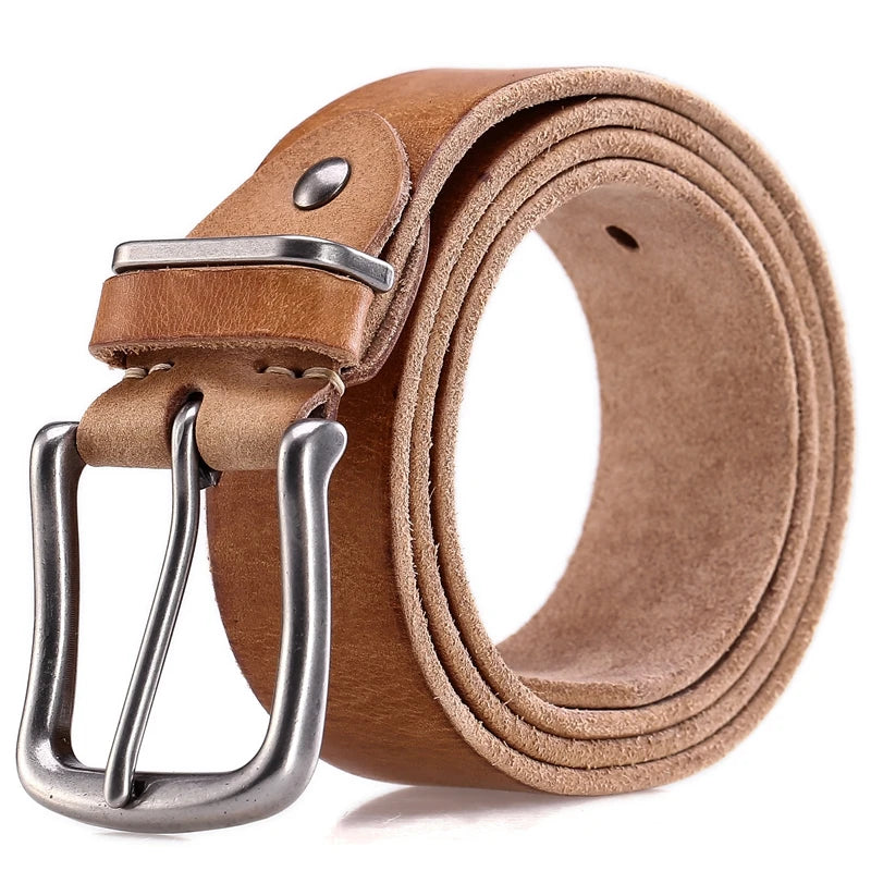 Vintage Belts for Mens Luxury 100% Real High Quality Full Grain Genuine Leather 2020 Jeans Cowboy Casual 3.8 Cm Gray 125cm 130