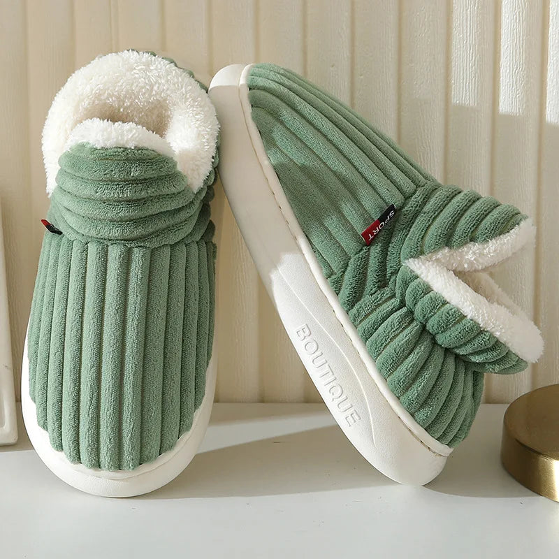 Evshine Soft Sole Slippers for Women Winter Fashion Women Fur Slippers Fuzzy Plush Men Slippers Warm Furry Women Cotton Shoes