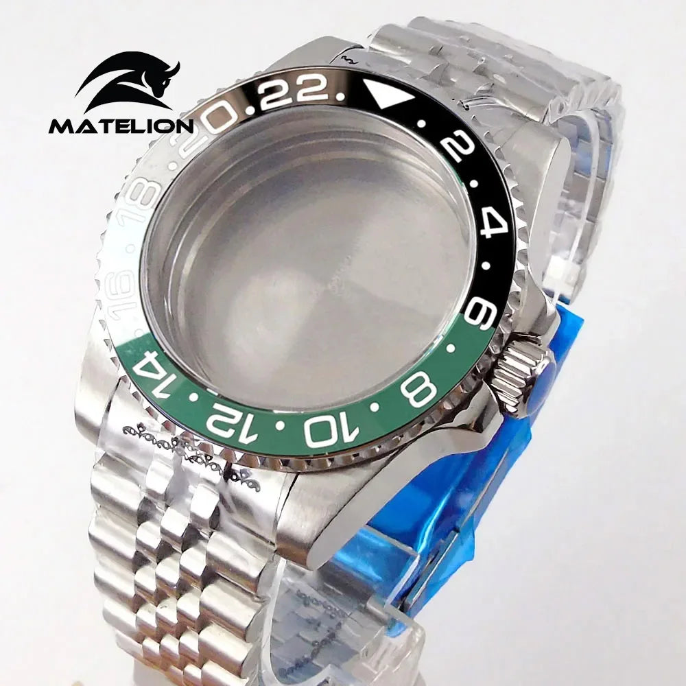 Koperta do zegarka Matelion 200M do nurkowania 40mm, pasuje do mechanizmów NH35 NH36 NH34 GMT ETA 2824 PT5000, bransoleta typu Jubilee, szkło szafirowe, zapięcie przesuwne
