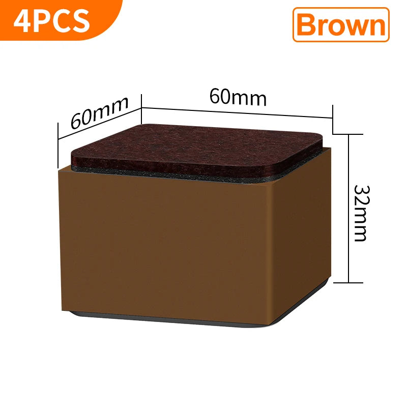 Bed Furniture Square Risers Solid Steel Bed Furniture Post Lifts Protect Floors Anti Scratch Wood and Carpet Surface Heavy Duty