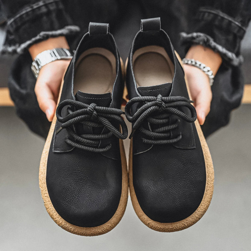 Men Plus Size Retro British Style PU Leather Shoes Ankle Comfortable Foot Feel Casual Shoe Wear-Resistant Outsole Walking Shoes