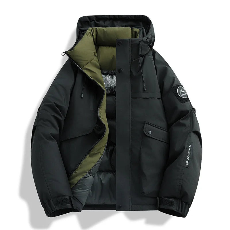 Men's Slim Fit Hooded Cotton and Polyester Winter Parka Jacket