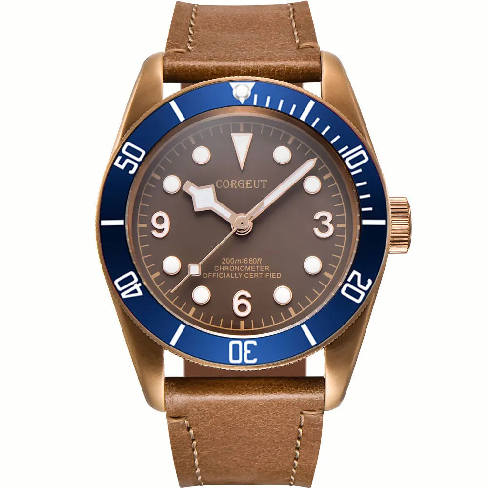 Custom Logo NH35A Miyota Sport 20ATM Watch PVD Coffee Bronze Case Sapphire Glass Luminous Deployant Clasp Deepwaterproof