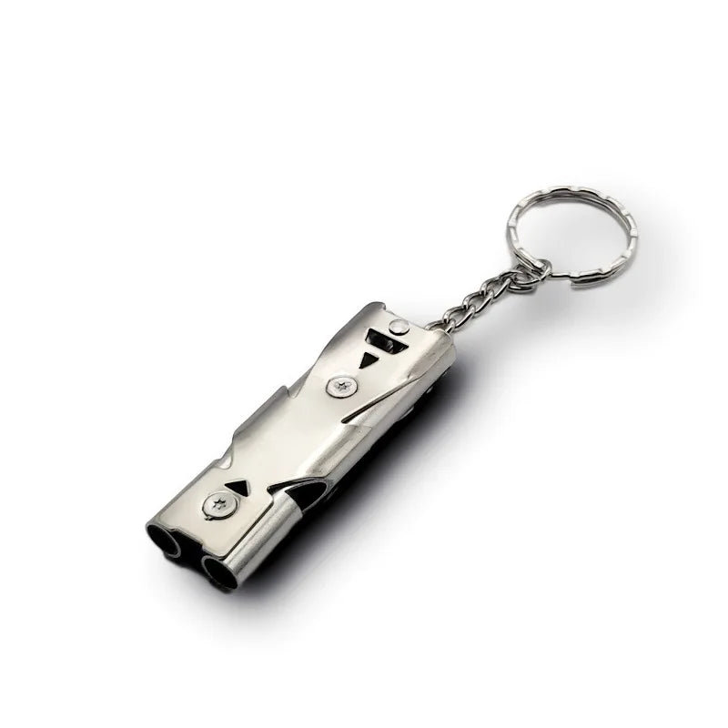 Outdoor Survival Whistle Double-tube Blast Whistle Stainless Steel High-frequency Earthquake Rescue Whistle High-decibel Whistle