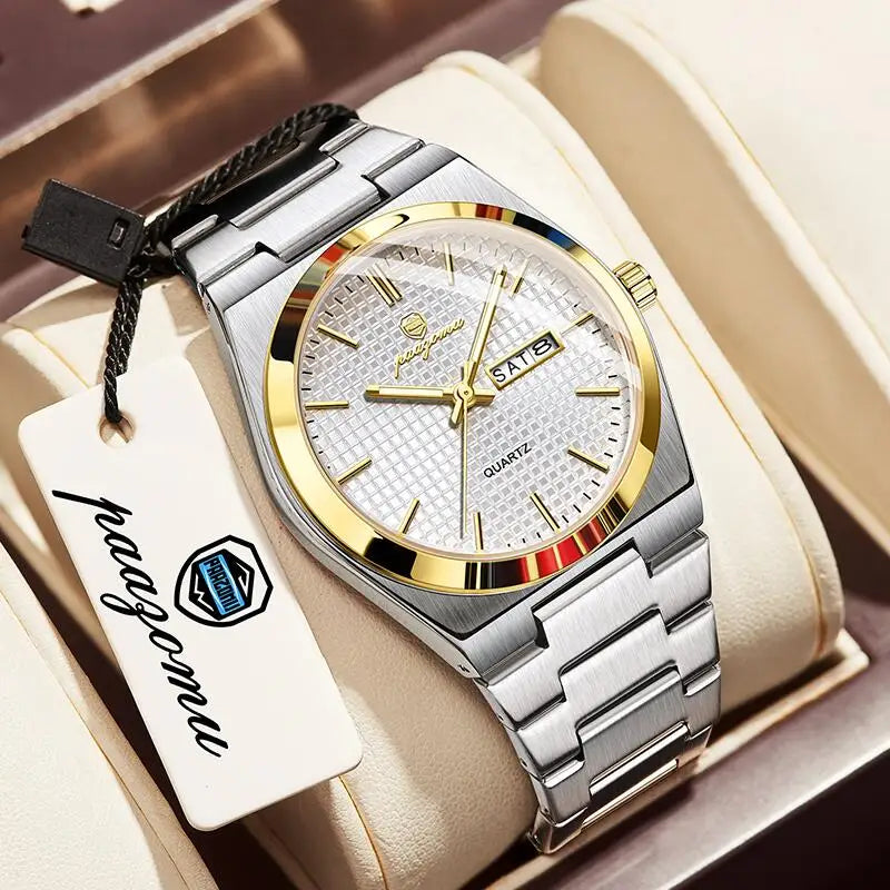 Reloj personalizado PAAZOMU de lujo para hombre, cronógrafo moderno, luminoso, resistente al agua, con fecha, reloj de cuarzo para hombre