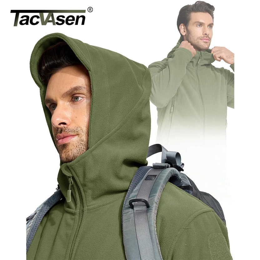 Chaqueta térmica de invierno con capucha TACVASEN para hombre, con bolsillos con cremallera, ideal para camping, trabajo, otoño, senderismo y actividades al aire libre.