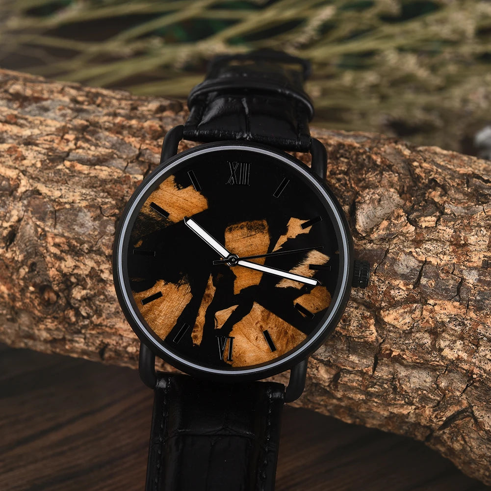 Customize Man Watch Resin Quartz Men's Watches BOBO BIRD Wood Wristwatch Male Timepiece Clock Blue Wrist Man Watch