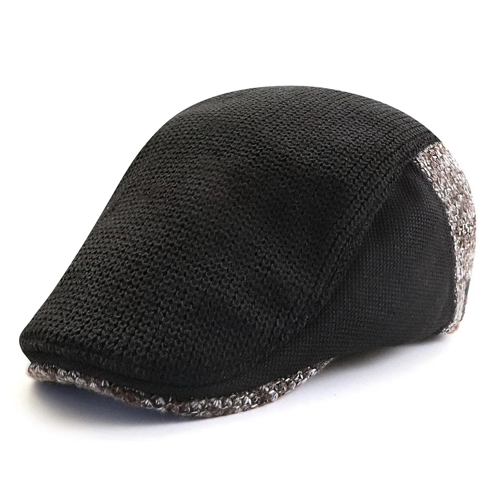 TOHUIYAN Dzianinowe wełniane kaszkiety męskie w stylu retro, czapki typu Gatsby, ciepłe czapki zimowe, męskie czapki z daszkiem, berety, czapki golfowe, czapki typu kaczy dziób, czapki Ivy