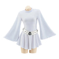 Prinsessan Leia cosplay-kostym vit polyesterklänning för kvinnor