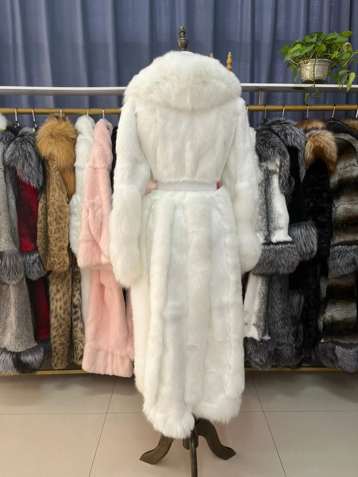 2026 Autumn Luxury Real Fox Fur Coat Long Women Genuine Rex Rabbit Fur Coat Famale Outerwear