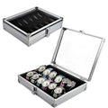Aluminum Structure Watch Storage Box 12 Grid Slot Jewelry Display Square Case Suede Inside Rectangle Watch Holder for Organizing