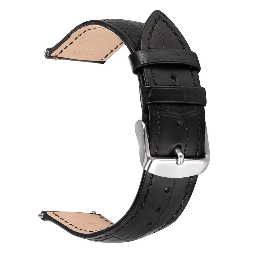 UTHAI Z20 Watchband Crocodile Pattern Strap 14mm 16mm 18mm 20mm 22mm 24mm Silver Metal Buckle Clasp Women Men Watch Band