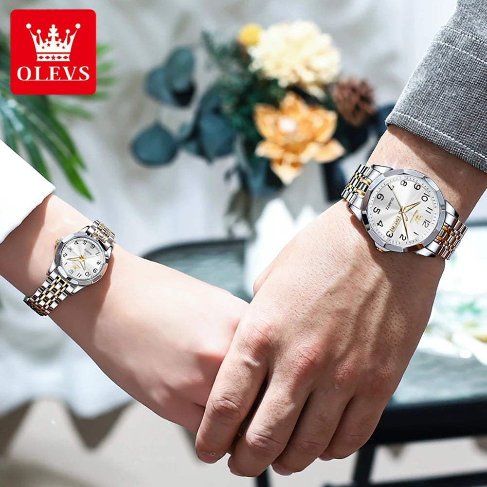 OLEVS 9970 Luxury Quartz Watch Classic Rhombus Mirror Waterproof Digital Dial Men's Watch Women's Watch Date Week Couple Watch