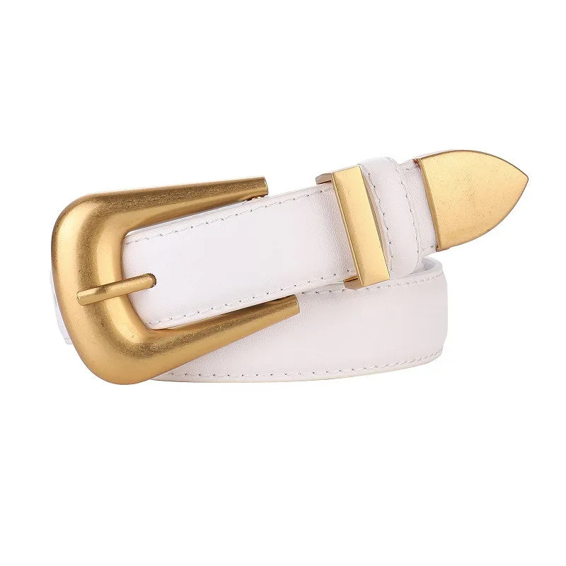 Cinturón de piel auténtica para mujer, cuero color burdeos con hebilla de metal dorado, cinturones de moda casual de lujo para vaqueros y vestidos