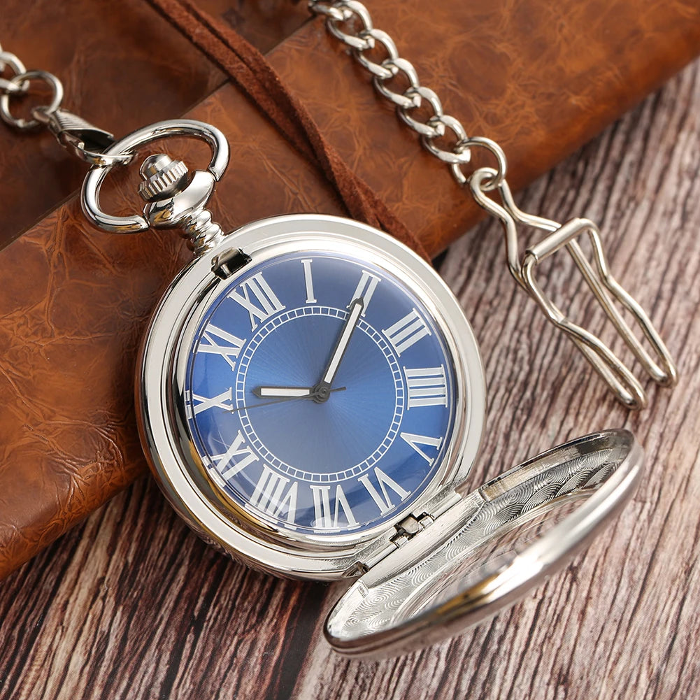 Reloj de bolsillo mecánico automático Steampunk YISUYA con esfera azul