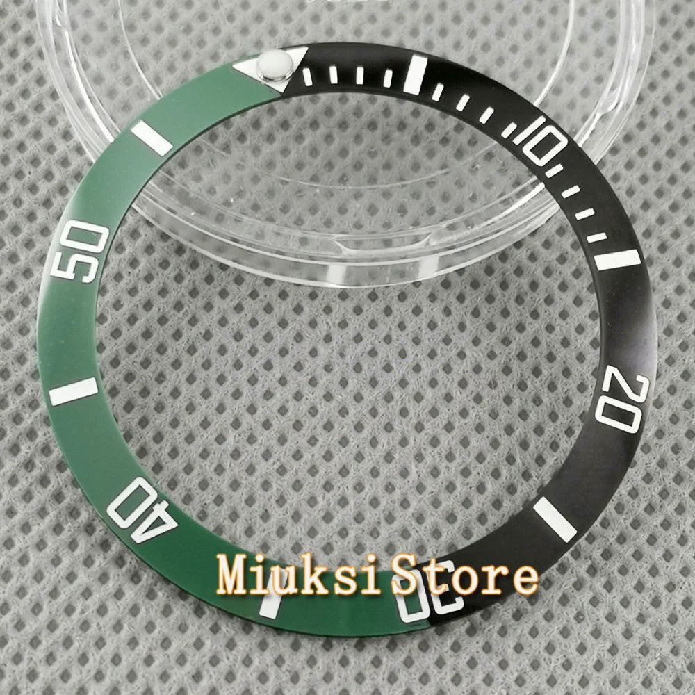 Inserto de bisel de cerámica negro, azul, blanco y verde de 38 mm para reloj automático para hombre Submariner de 40 mm