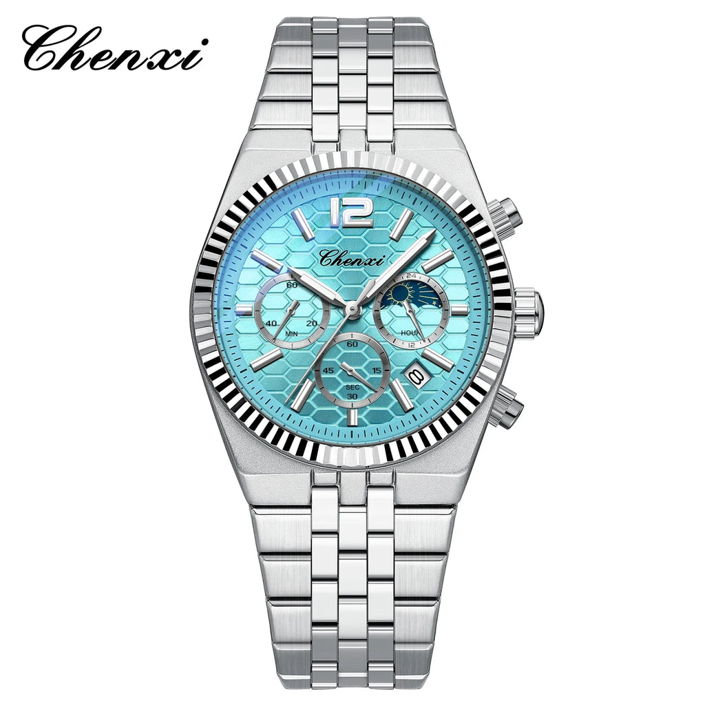 Reloj de cuarzo para hombre CHENXI de estilo ejecutivo con correa de acero inoxidable