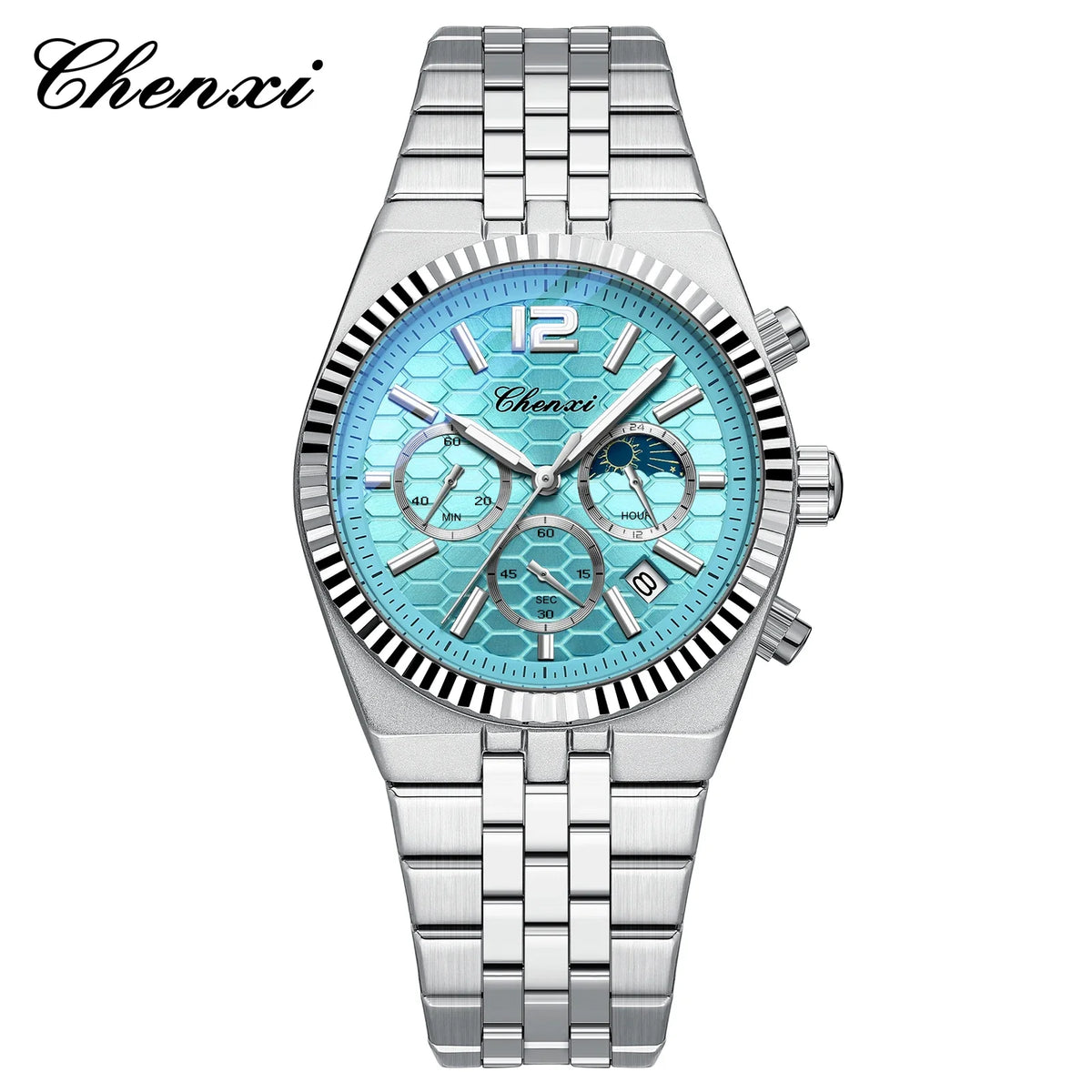 Reloj de cuarzo para hombre CHENXI de estilo ejecutivo con correa de acero inoxidable