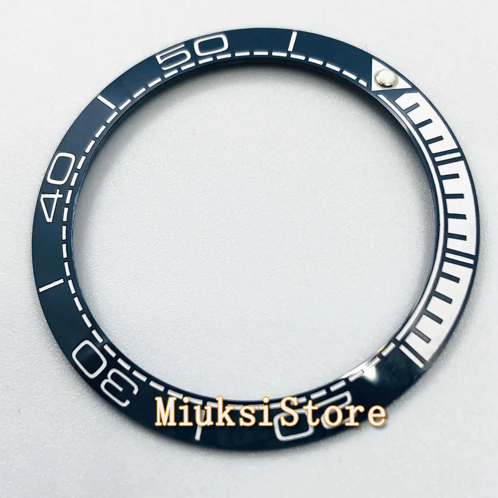 Inserto de bisel de cerámica negro, azul, blanco y verde de 38 mm para reloj automático para hombre Submariner de 40 mm