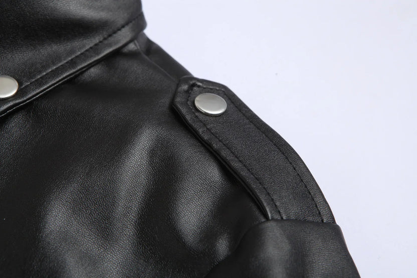 Chaqueta motera efecto piel