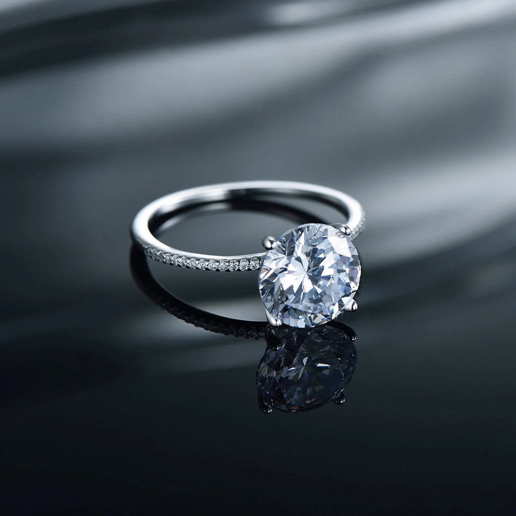 2023 Classic Luxury Real Solid 925 Sterling Silver Ring 3Ct 10 Hearts Arrows Zircon Wedding Jewelry Rings Engagement for Women