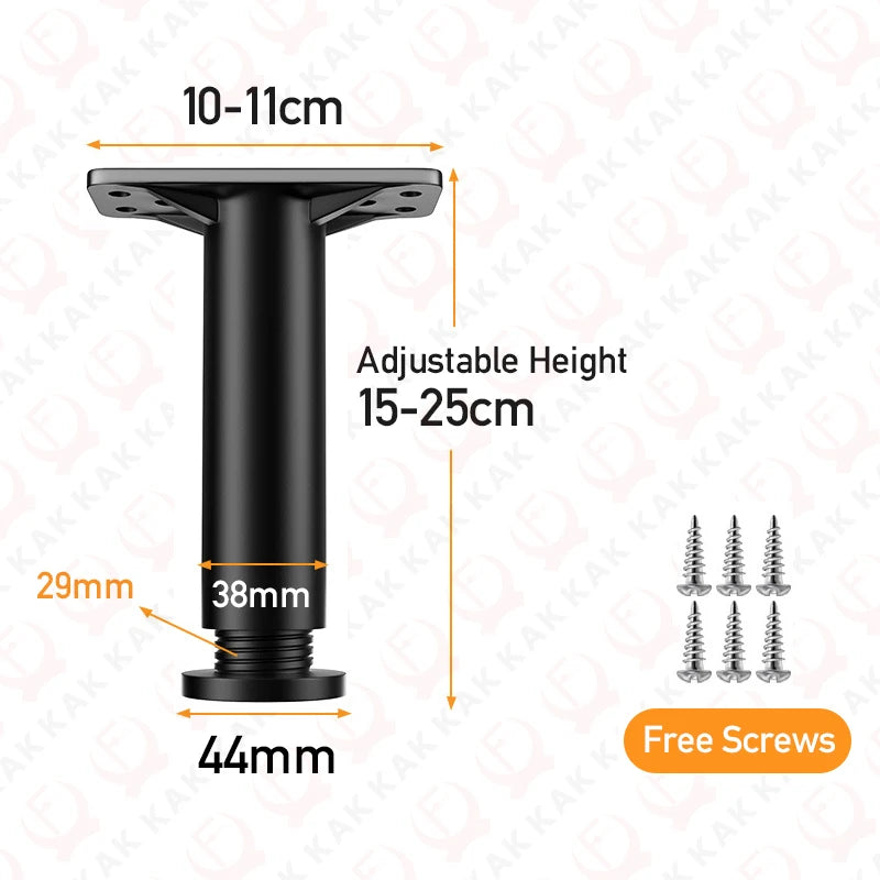 KAK Black Furniture Legs Adjustable Bed Beam Support Foot Sofa Table Feet Replacement Plastic Steel Heavy Duty Bed Hardware