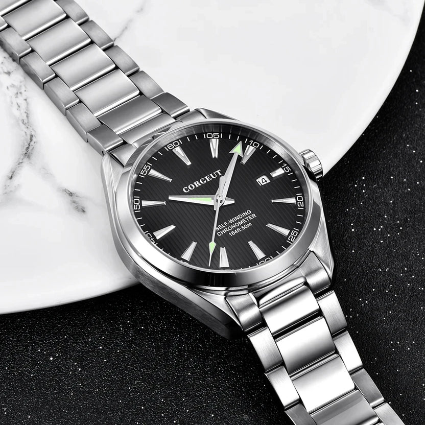 Męski zegarek mechaniczny z automatycznym naciągiem NH35, personalizowane logo, szkło szafirowe, 41 mm, zegarek męski ze stali nierdzewnej z datownikiem