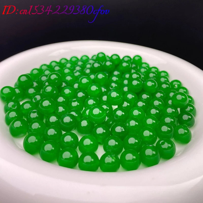 10pc Natural Jade Green Bead Bracelet DIY Bracelet Earrings Jewellery Accessories Hand-Carved Lucky Amulet Fashion Best Gift