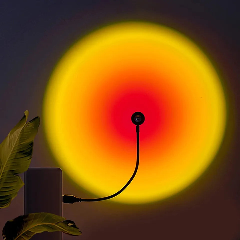 1x Lámpara de atardecer USB LED, proyector de luz nocturna de neón arcoíris para fotografía, iluminación de ambiente de pared para decoración de dormitorio, hogar, habitación, regalo