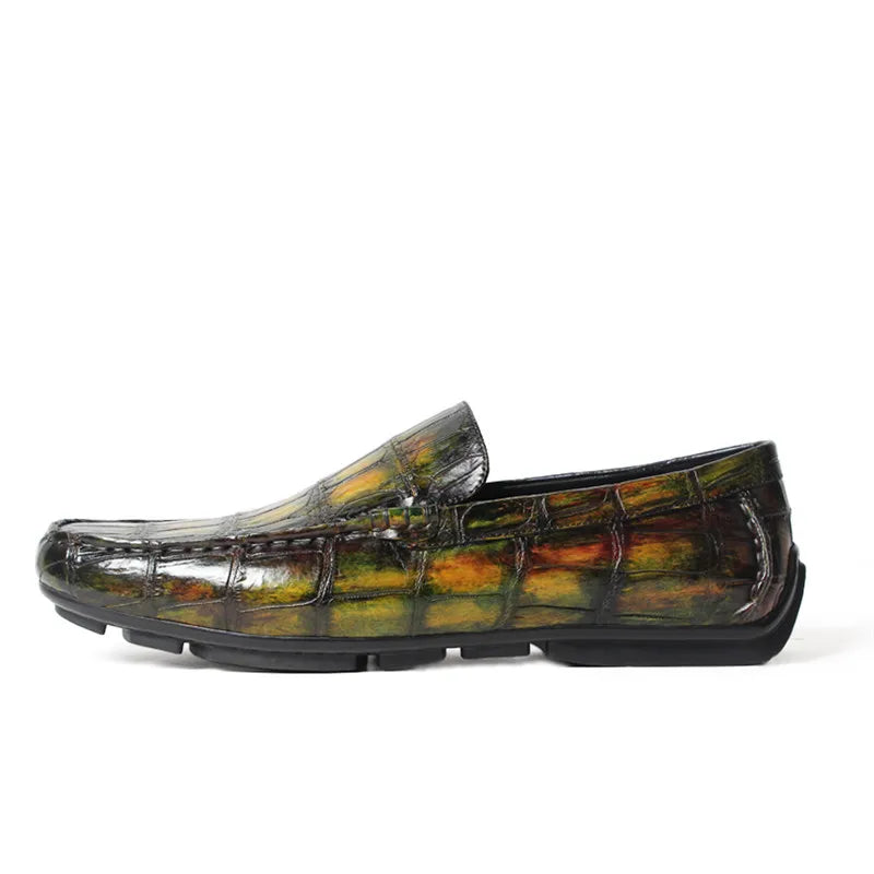 Zapatos casuales de piel de cocodrilo para hombre, zapatos Derby para hombre, duraderos, cómodos, transpirables y elegantes.