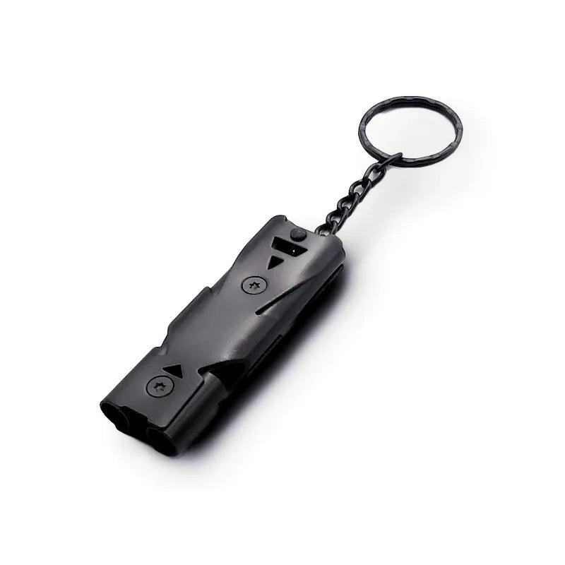 Outdoor Survival Whistle Double-tube Blast Whistle Stainless Steel High-frequency Earthquake Rescue Whistle High-decibel Whistle